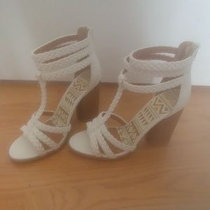 Qupid white strappy heels
